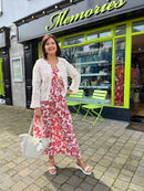 Magic Rose Print Maxi Dress - Red