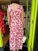 Magic Rose Print Maxi Dress - Red