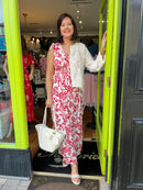 Magic Rose Print Maxi Dress - Red