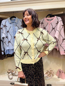 Kiara Ribbon Bow Cardi - Lemon