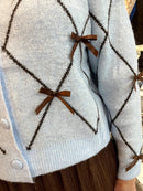 Kiara Ribbon Bow Cardi - Blue