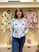 Kiara Ribbon Bow Cardi - Blue