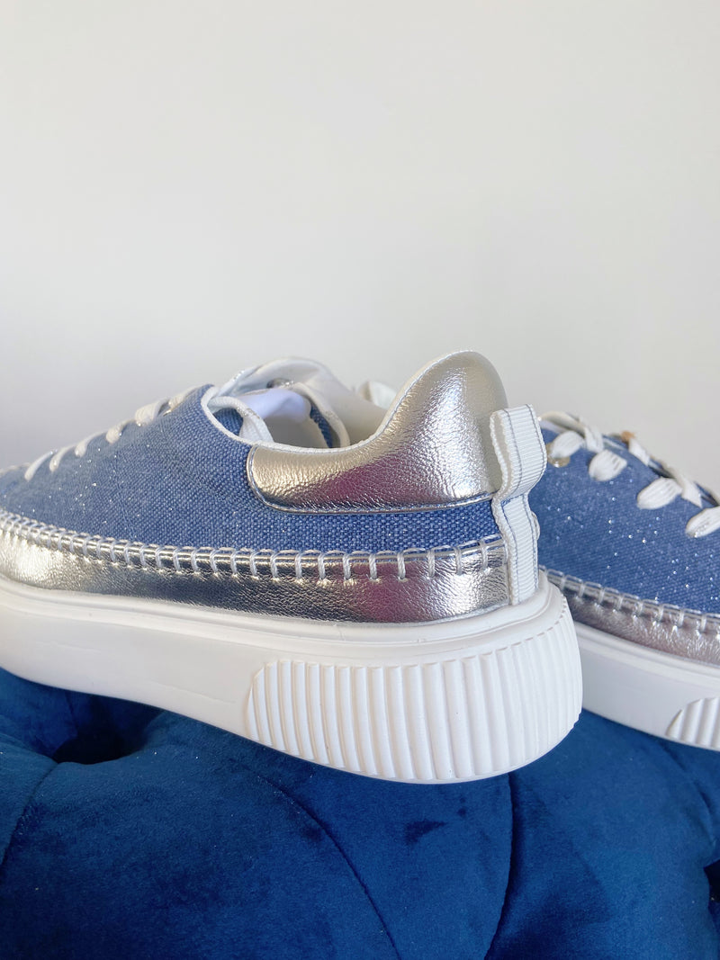 Heavenly Feet "Air" Denim & Silver Trainers