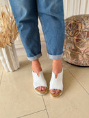 Zanni & Co "Kaimla One" Crystal Wedge Sandal - White