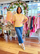 Harriett Heart & Diamond Print Knit Jumper - Yellow