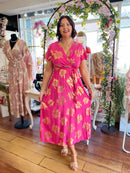 Darla Gold Flower Print Dress - Pink