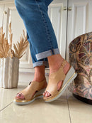 Zanni & Co "Kaimla One" Saddlewood Wedge Sandal - Camel