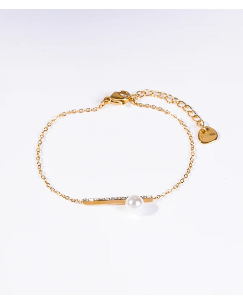 Aquata Crystal Bar & Pearl Bracelet