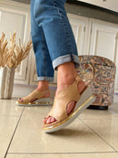 Zanni & Co "Kaimla One" Saddlewood Wedge Sandal - Camel