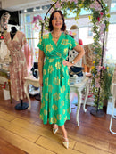 Darla Gold Flower Print Dress - Green