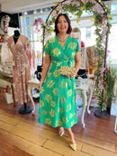 Darla Gold Flower Print Dress - Green