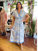 Willow Gold Speckle Dress - Light Blue