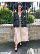 Evie Gold Thread Knitted V Neck Jacket - Black