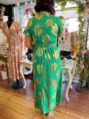 Darla Gold Flower Print Dress - Green