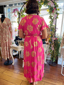 Darla Gold Flower Print Dress - Pink