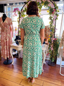 Emery Gold Speckle Printed Dress - Electric Green