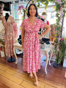 Emery Gold Speckle Printed Dress - Pink