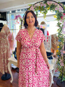 Emery Gold Speckle Printed Dress - Pink