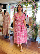 Emery Gold Speckle Printed Dress - Pink