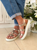 Heavenly Feet 'Aneta' Sandal - Champagne Metallic