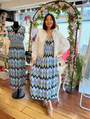 Magic Aztec Printed Magic Maxi Dress- Purple, Aqua & Blue