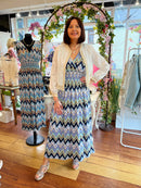Magic Aztec Printed Magic Maxi Dress- Purple, Aqua & Blue