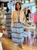Magic Aztec Printed Magic Maxi Dress- Blue, Brown & Green