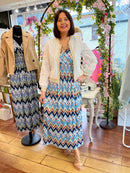 Magic Aztec Printed Magic Maxi Dress- Blue, Brown & Green