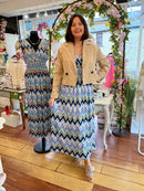 Magic Aztec Printed Magic Maxi Dress- Purple, Aqua & Blue