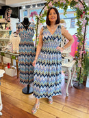 Magic Aztec Printed Magic Maxi Dress- Purple, Aqua & Blue
