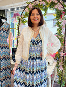 Magic Aztec Printed Magic Maxi Dress- Purple, Aqua & Blue