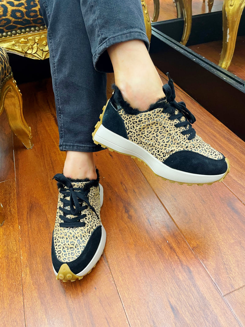 Kate Appleby "Dabin" Creamlop Trainer - Leopard Print