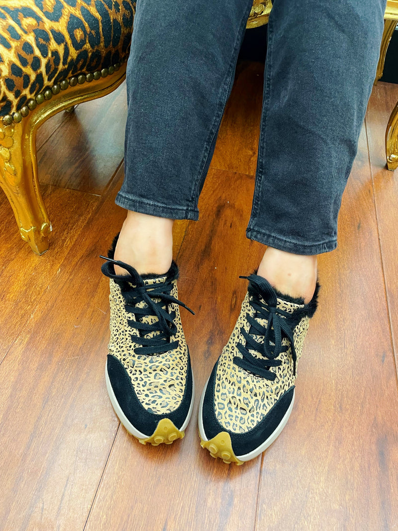 Kate Appleby "Dabin" Creamlop Trainer - Leopard Print