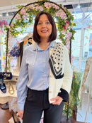 Julia Polka Dot Neck Scarf - White With Black Trims