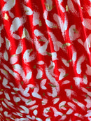 Magic Cap Sleeve Gold Leaf Maxi Dress - Red & Pink