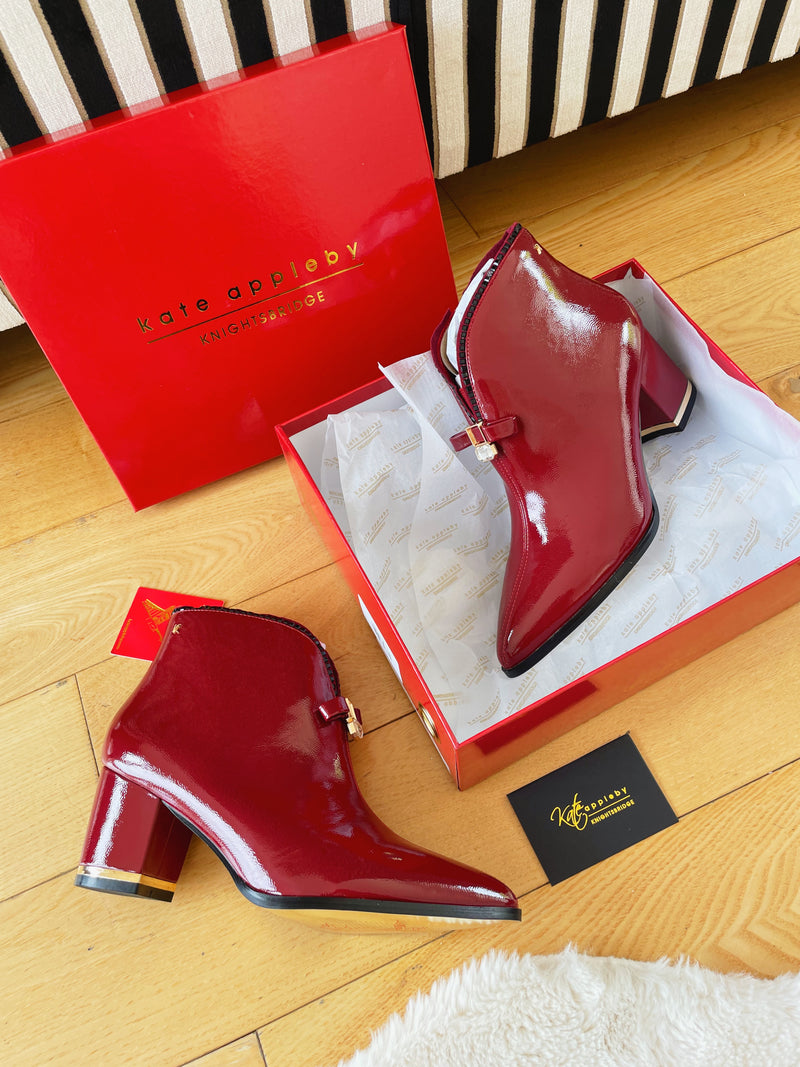 Kate Appleby “Alness” V-Cut Bow Boot - Deep Red