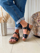 Drilleys "Ninety Eight" Ink Sandal - Black & Gold
