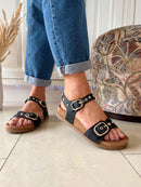Drilleys "Ninety Eight" Ink Sandal - Black & Gold