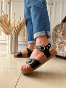Drilleys "Ninety Eight" Ink Sandal - Black & Gold