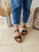 Drilleys "Ninety Eight" Ink Sandal - Black & Gold