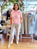 Arya Heart & Diamond Print Knit Jumper - Pink