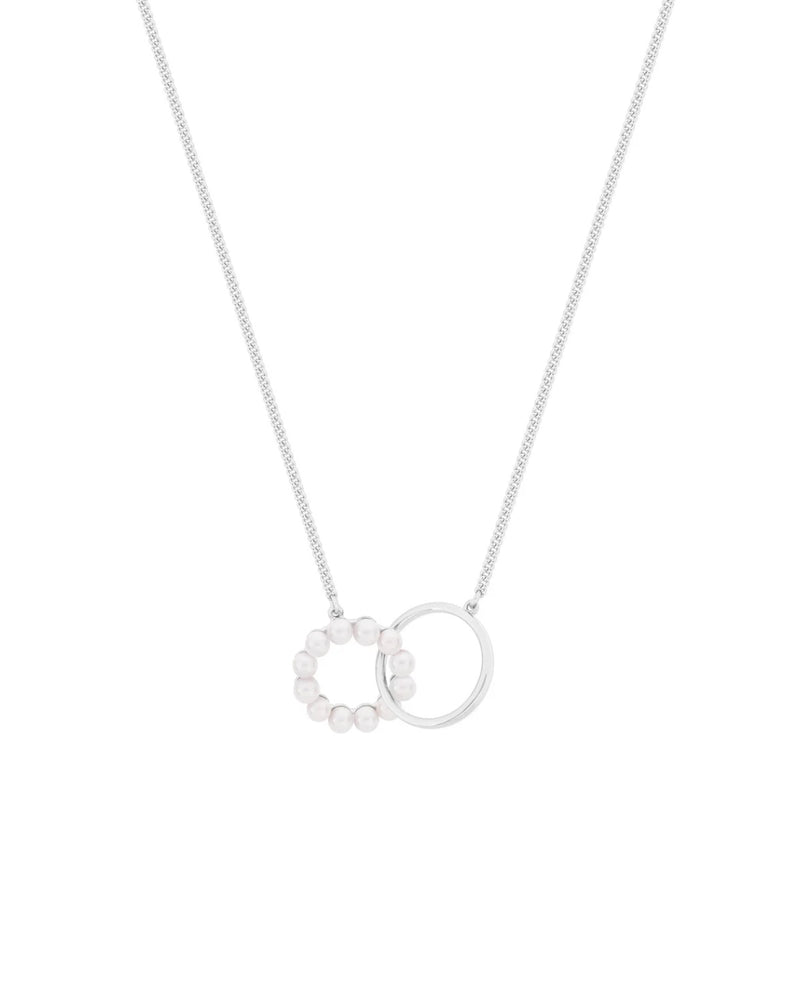 Tipperary Crystal Interlocking Circle Pearl Pendant Silver 164963