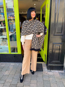 Vienna Printed Shawl - Beige & Black