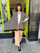 Vienna Printed Shawl - Beige & Black