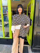 Vienna Printed Shawl - Beige & Black