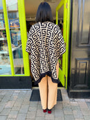 Vienna Printed Shawl - Beige & Black