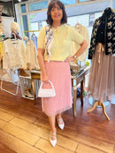 Savannah Pearl Bow Cardi - Lemon