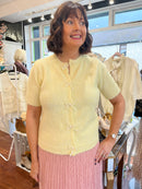Savannah Pearl Bow Cardi - Lemon
