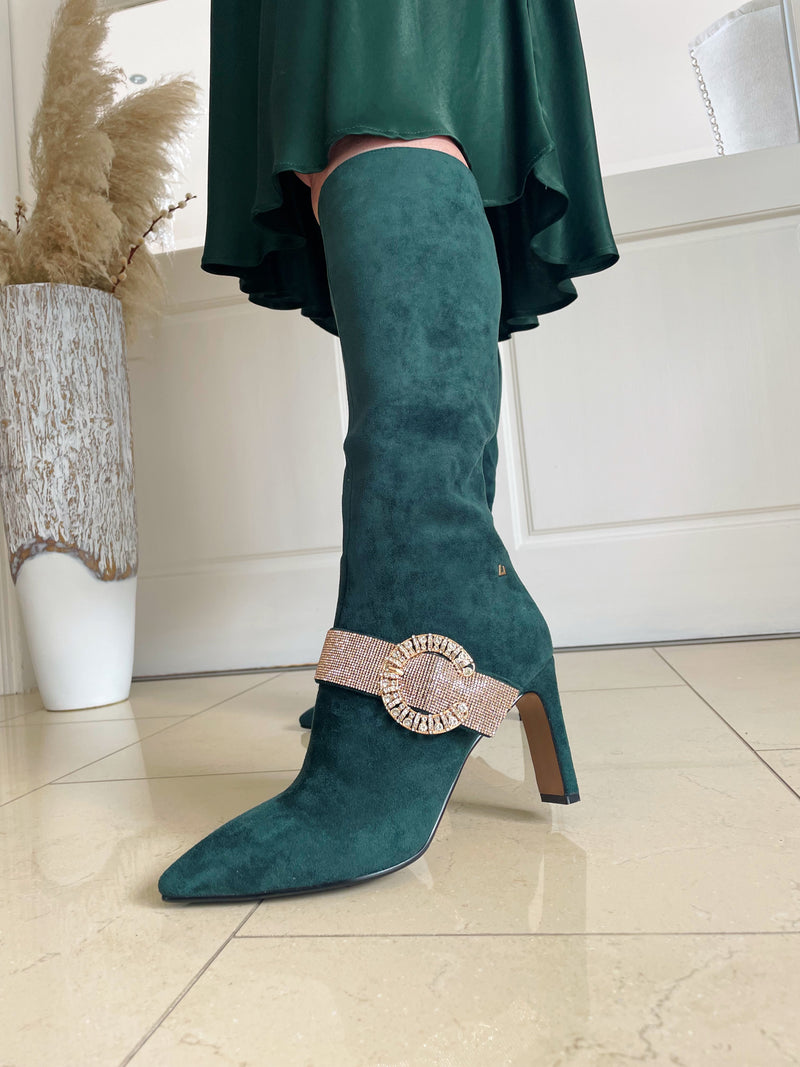 Una Healy Crystal Adorned Knee High Boot - Emerald Oasis l Loved A Woman