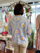 Misty Daisy Crochet Knit Cape Cardi  - Light Blue